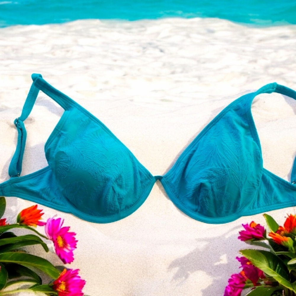 VENUS Turquoise Bikini Top, Size 32DDD/34DD/36D - Picture 12 of 13